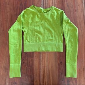 JoyLab Lime Green Cable Knit Crop Top
